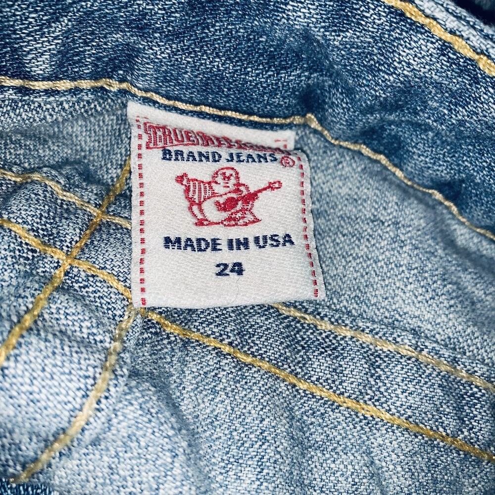 True Religion Womens Distressed Light Wash Jeans Size 24 Cameron USA Made - Picture 7 of 7